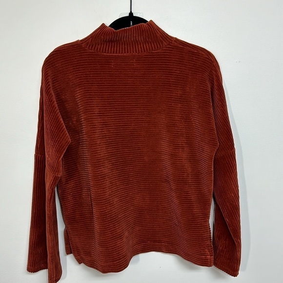 Madewell Texture & Thread‎ Velour Corduroy Mockneck Top Rust XS - Picture 3 of 6
